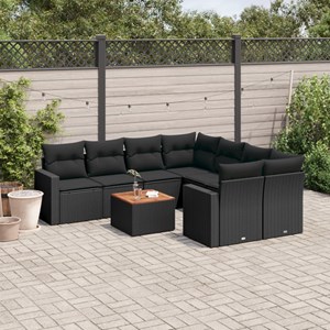 Maison exclusive - salon de jardin 9 pcs avec coussins noir résine tressée