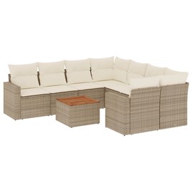 Maison exclusive - salon de jardin avec coussins 9 pcs beige résine tressée