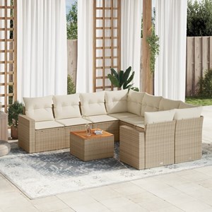 Maison exclusive - salon de jardin avec coussins 9 pcs beige résine tressée