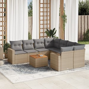 Maison exclusive - salon de jardin avec coussins 9pcs mélange beige résine tress