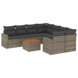 Maison exclusive - salon de jardin 9 pcs avec coussins gris résine tressée