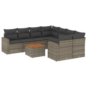 Maison exclusive - salon de jardin 9 pcs avec coussins gris résine tressée