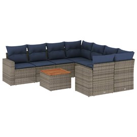 Maison exclusive - salon de jardin 9 pcs avec coussins gris résine tressée