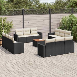 Maison exclusive - salon de jardin avec coussins 13 pcs noir résine tressée