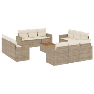 Maison exclusive - salon de jardin avec coussins 13 pcs beige résine tressée