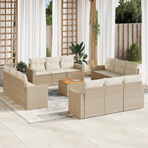 Maison exclusive - salon de jardin avec coussins 13 pcs beige résine tressée