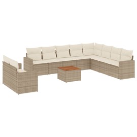 Maison exclusive - salon de jardin 11 pcs avec coussins beige résine tressée