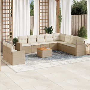 Maison exclusive - salon de jardin 11 pcs avec coussins beige résine tressée