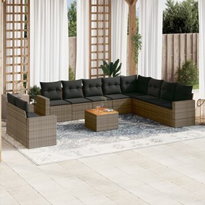 Maison exclusive - salon de jardin 11 pcs avec coussins gris résine tressée