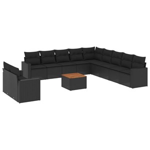 Maison exclusive - salon de jardin 12 pcs avec coussins noir résine tressée