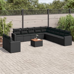 Maison exclusive - salon de jardin 12 pcs avec coussins noir résine tressée