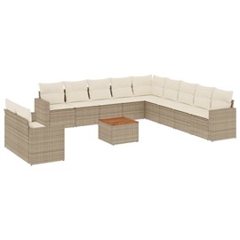 Maison exclusive - salon de jardin avec coussins 12 pcs beige résine tressée