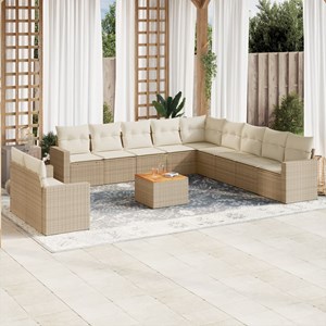 Maison exclusive - salon de jardin avec coussins 12 pcs beige résine tressée