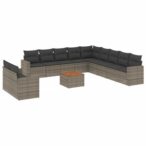 Maison exclusive - salon de jardin avec coussins 12 pcs gris résine tressée
