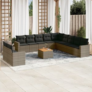Maison exclusive - salon de jardin avec coussins 12 pcs gris résine tressée