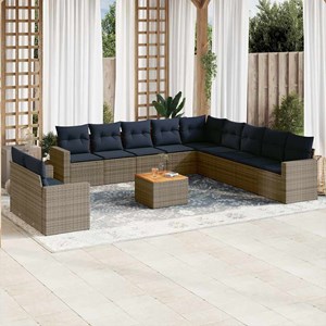 Maison exclusive - salon de jardin avec coussins 12 pcs gris résine tressée