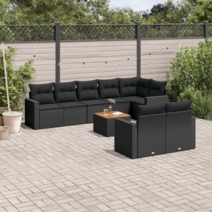 Maison exclusive - salon de jardin 9 pcs avec coussins noir résine tressée