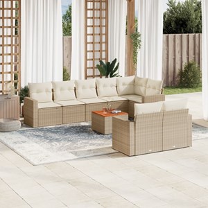 Maison exclusive - salon de jardin avec coussins 9 pcs beige résine tressée