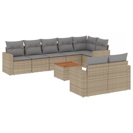 Maison exclusive - salon de jardin avec coussins 9pcs mélange beige résine tress
