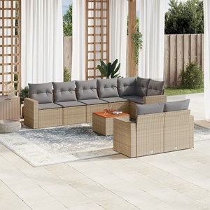 Maison exclusive - salon de jardin avec coussins 9pcs mélange beige résine tress