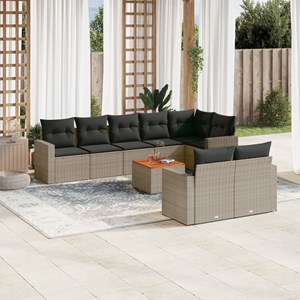 Maison exclusive - salon de jardin 9 pcs avec coussins gris résine tressée