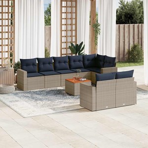 Maison exclusive - salon de jardin 9 pcs avec coussins gris résine tressée