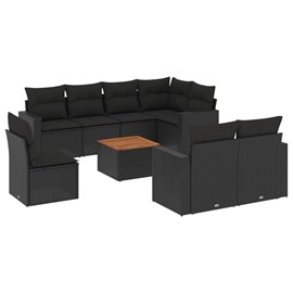 Maison exclusive - salon de jardin 9 pcs avec coussins noir résine tressée