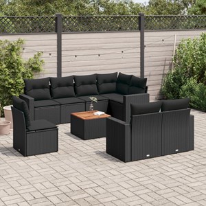 Maison exclusive - salon de jardin 9 pcs avec coussins noir résine tressée