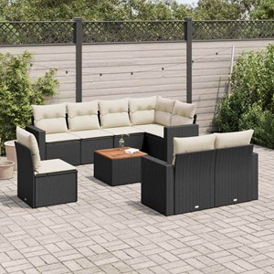 Maison exclusive - salon de jardin 9 pcs avec coussins noir résine tressée