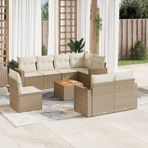 Maison exclusive - salon de jardin avec coussins 9 pcs beige résine tressée