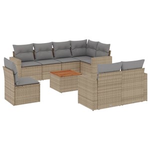 Maison exclusive - salon de jardin avec coussins 9pcs mélange beige résine tress