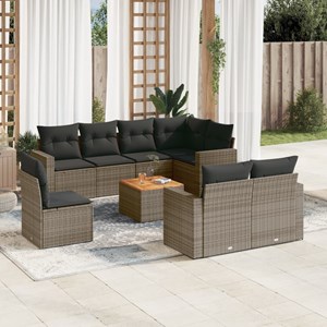 Maison exclusive - salon de jardin 9 pcs avec coussins gris résine tressée