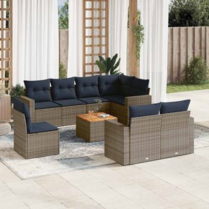 Maison exclusive - salon de jardin 9 pcs avec coussins gris résine tressée