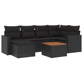 Maison exclusive - salon de jardin 7 pcs avec coussins noir résine tressée