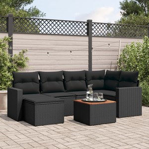 Maison exclusive - salon de jardin 7 pcs avec coussins noir résine tressée