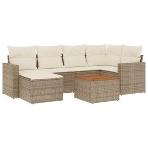 Maison exclusive - salon de jardin avec coussins 7 pcs beige résine tressée