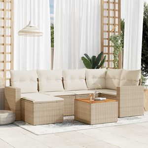 Maison exclusive - salon de jardin avec coussins 7 pcs beige résine tressée