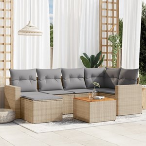 Maison exclusive - salon de jardin avec coussins 7pcs mélange beige résine tress