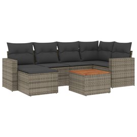 Maison exclusive - salon de jardin avec coussins 7 pcs gris résine tressée