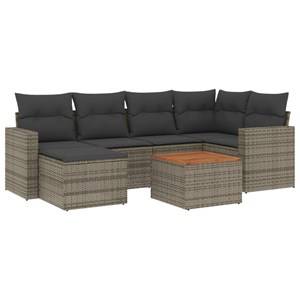 Maison exclusive - salon de jardin avec coussins 7 pcs gris résine tressée