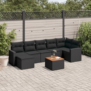 Maison exclusive - salon de jardin 8 pcs avec coussins noir résine tressée