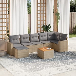 Maison exclusive - salon de jardin avec coussins 8pcs mélange beige résine tress