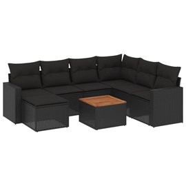 Maison exclusive - salon de jardin 8 pcs avec coussins noir résine tressée