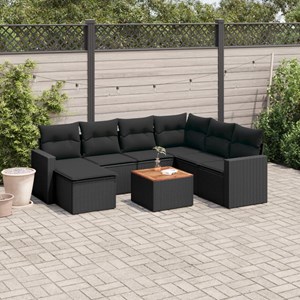 Maison exclusive - salon de jardin 8 pcs avec coussins noir résine tressée
