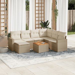 Maison exclusive - salon de jardin avec coussins 8 pcs beige résine tressée