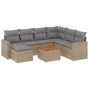 Maison exclusive - salon de jardin avec coussins 8pcs mélange beige résine tress