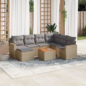 Maison exclusive - salon de jardin avec coussins 8pcs mélange beige résine tress