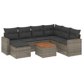 Maison exclusive - salon de jardin 8 pcs avec coussins gris résine tressée