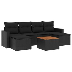 Maison exclusive - salon de jardin 7 pcs avec coussins noir résine tressée