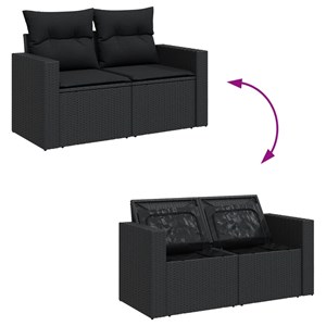 Maison exclusive - salon de jardin 7 pcs avec coussins noir résine tressée
